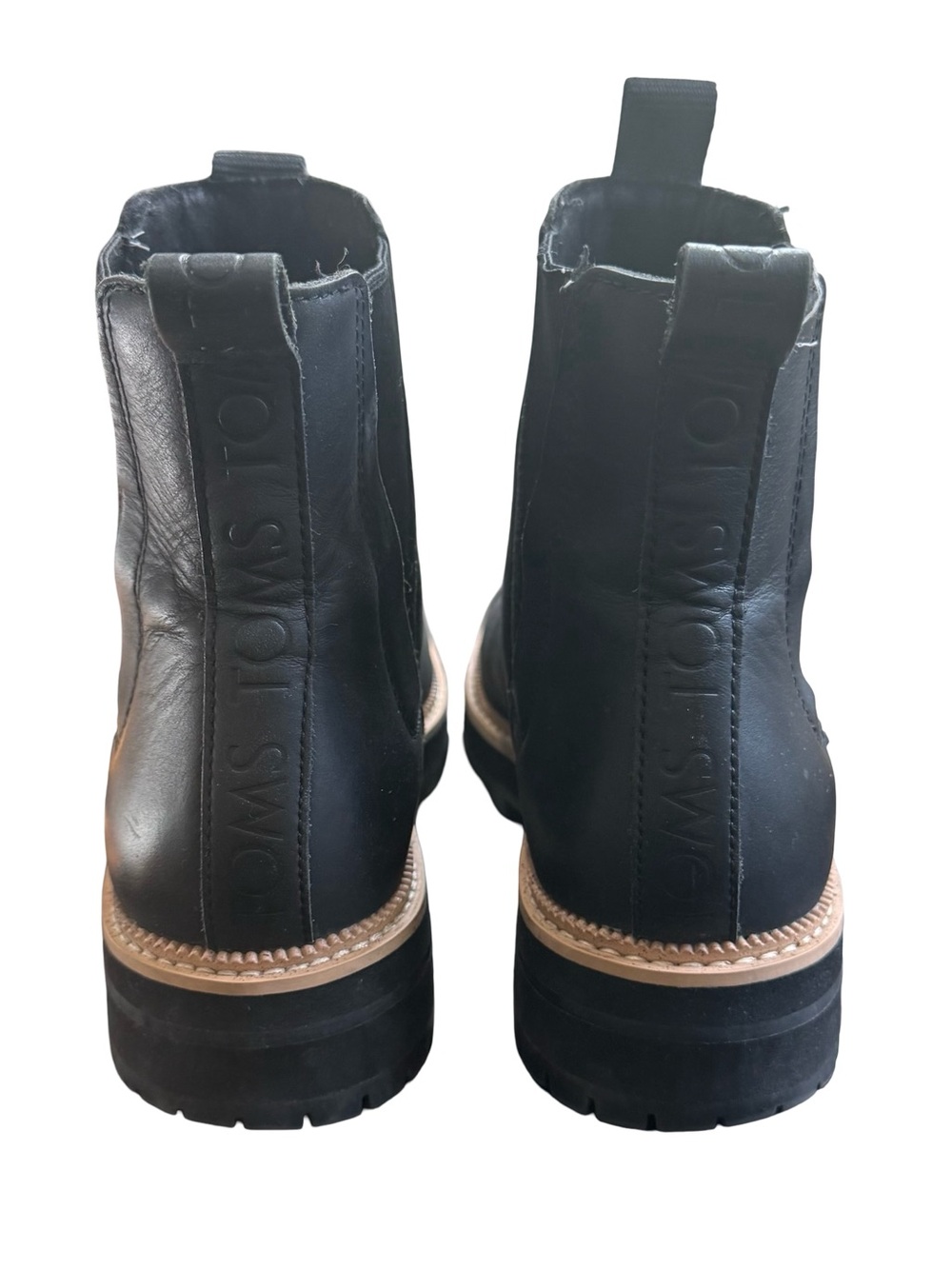 TOMS Dakota Black Leather Weather-Resistant Chelsea Boots Size 7 EUC - Picture 6 of 10